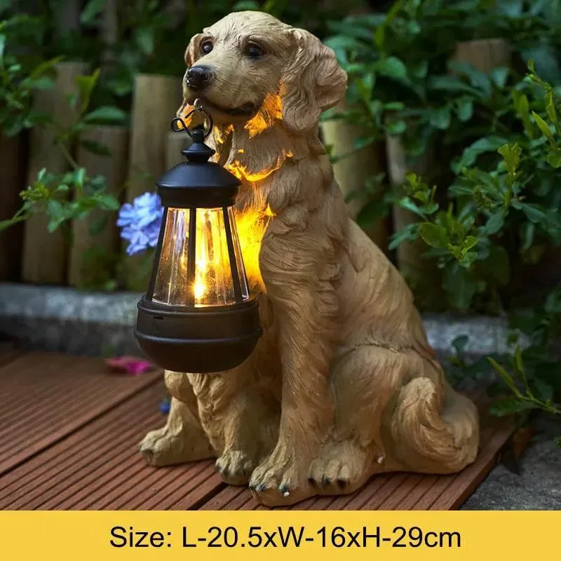 Solar Dog Statue Lamp - Outdoor Resin Light Decor