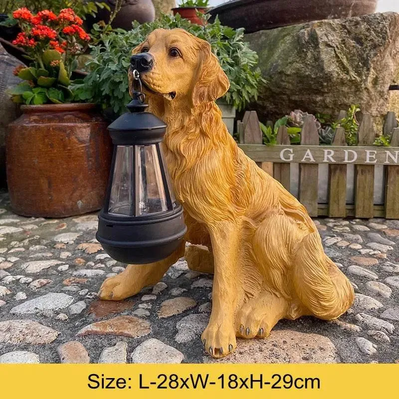 Solar Dog Statue Lamp - Outdoor Resin Light Decor