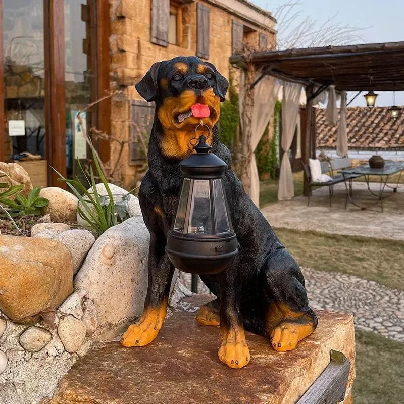Solar Dog Statue Lamp - Outdoor Resin Light Decor