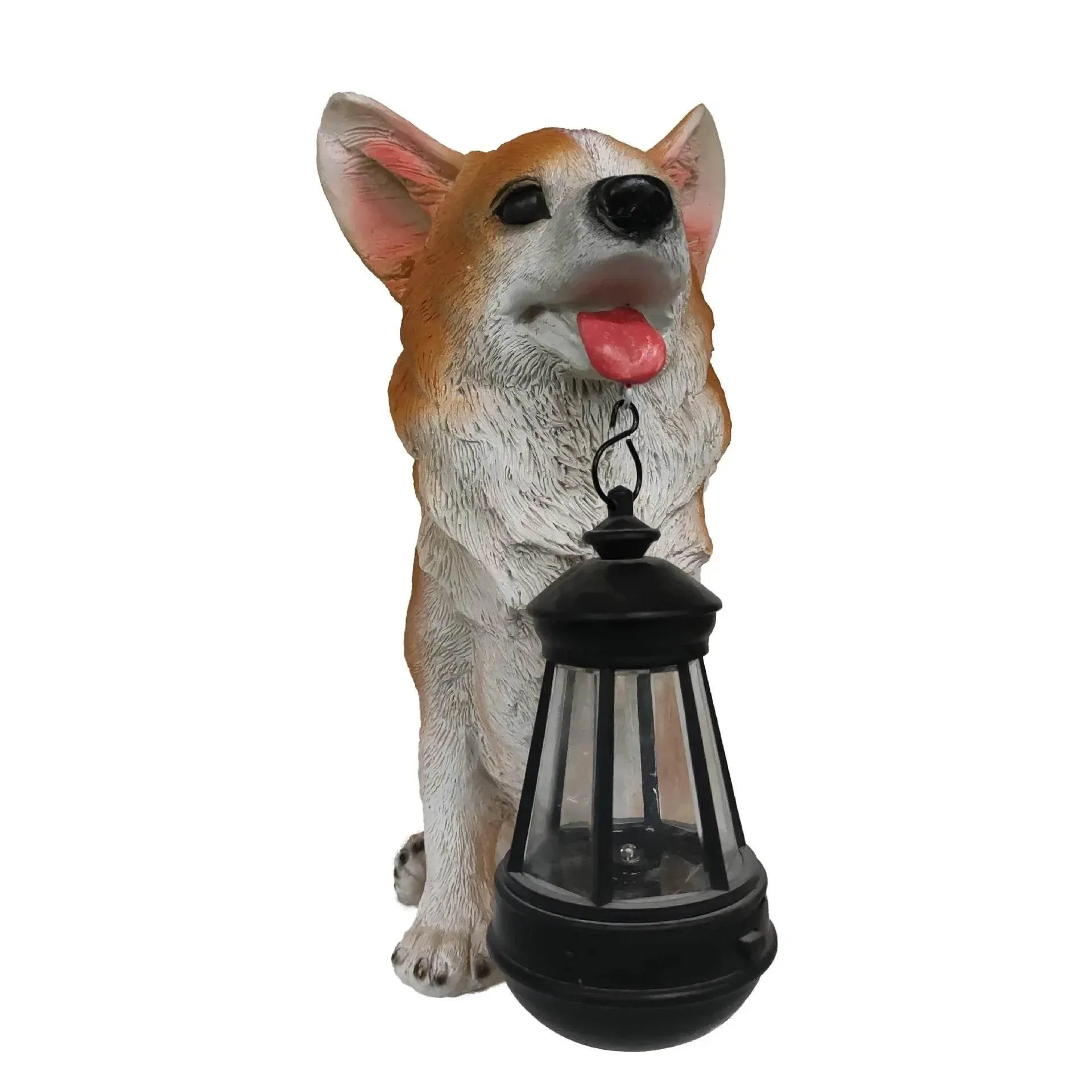 Solar Dog Statue Lamp - Outdoor Resin Light Decor