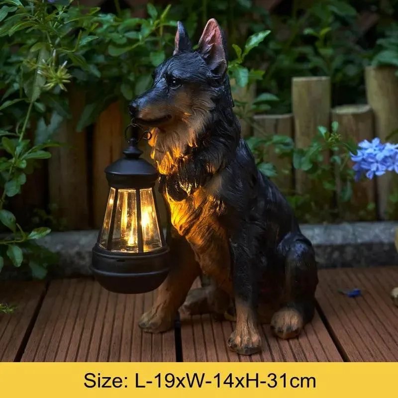 Solar Dog Statue Lamp - Outdoor Resin Light Decor