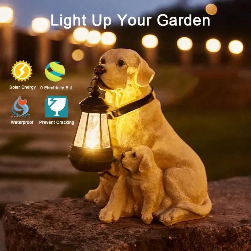Solar Dog Statue Lamp - Outdoor Resin Light Decor