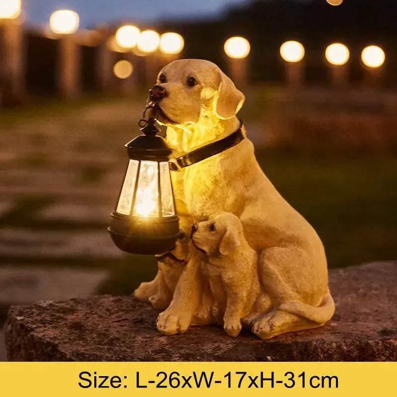 Solar Dog Statue Lamp - Outdoor Resin Light Decor