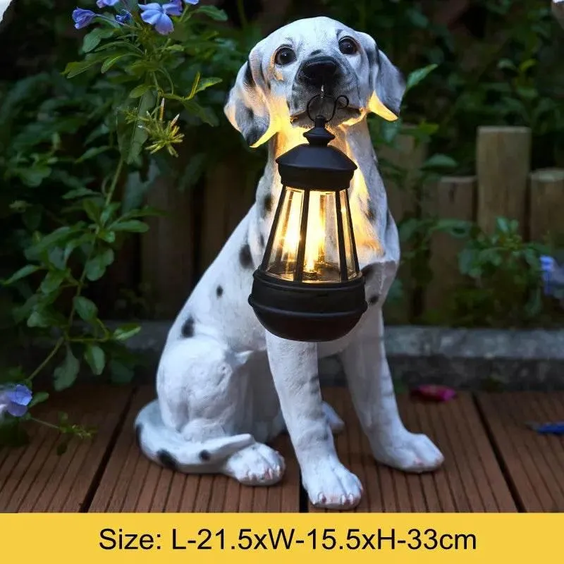 Solar Dog Statue Lamp - Outdoor Resin Light Decor