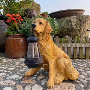 Solar Dog Statue Lamp - Outdoor Resin Light Decor