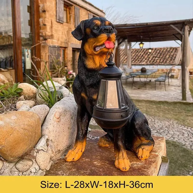 Solar Dog Statue Lamp - Outdoor Resin Light Decor