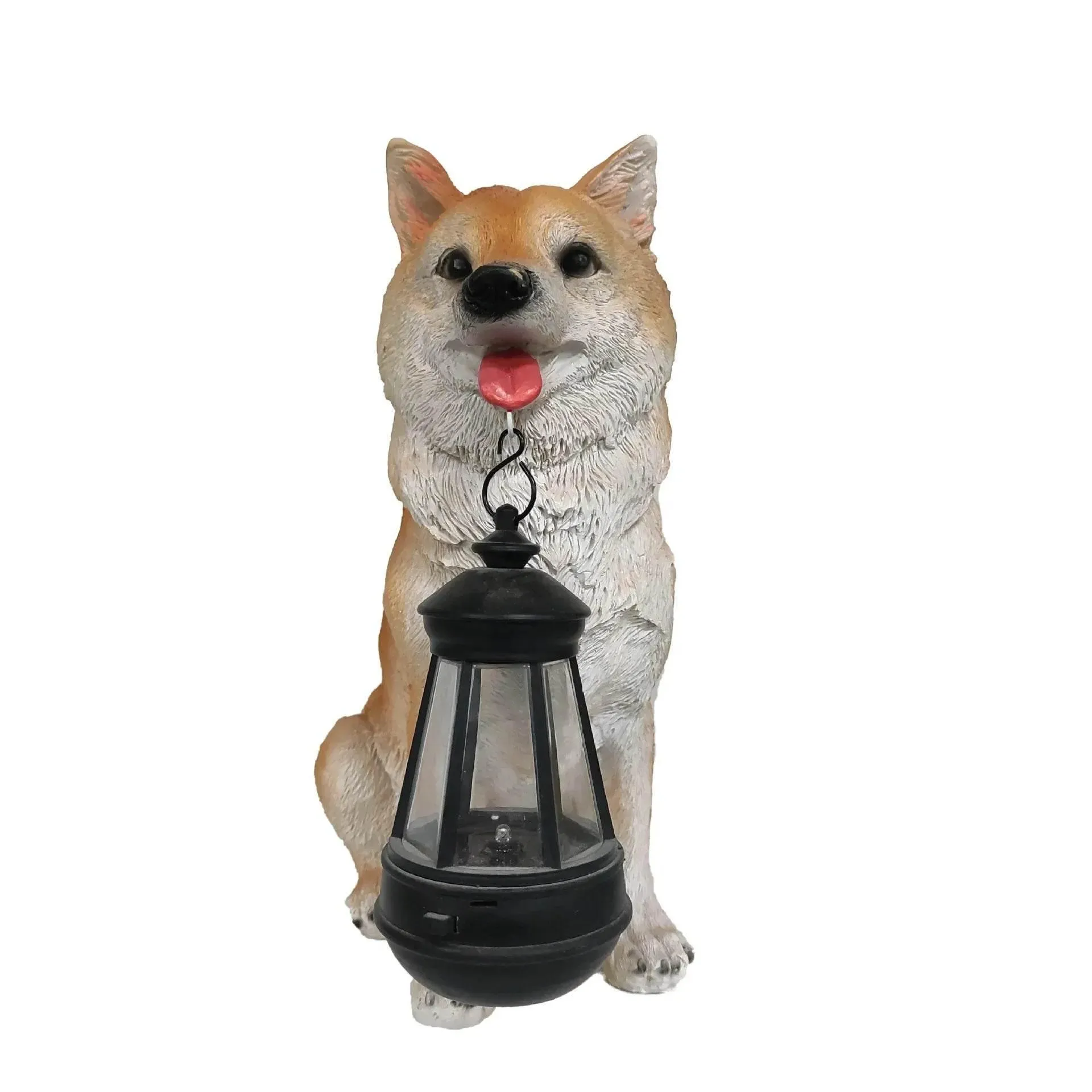 Solar Dog Statue Lamp - Outdoor Resin Light Decor