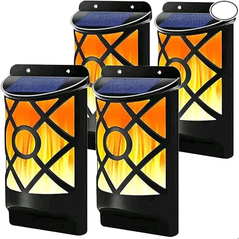Solar Flame Lights, 96 LED Waterproof Wall Lamps for Outdoor Garden, Yard, and Pathway Decoration
