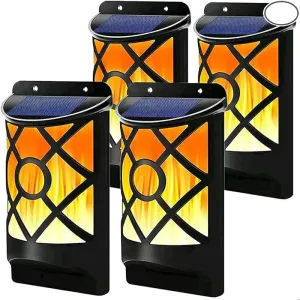 Solar Flame Lights, 96 LED Waterproof Wall Lamps for Outdoor Garden, Yard, and Pathway Decoration
