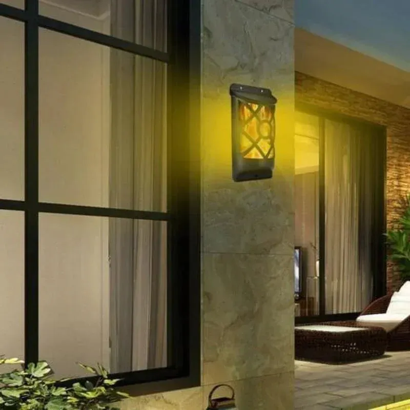 Solar Flame Lights, 96 LED Waterproof Wall Lamps for Outdoor Garden, Yard, and Pathway Decoration