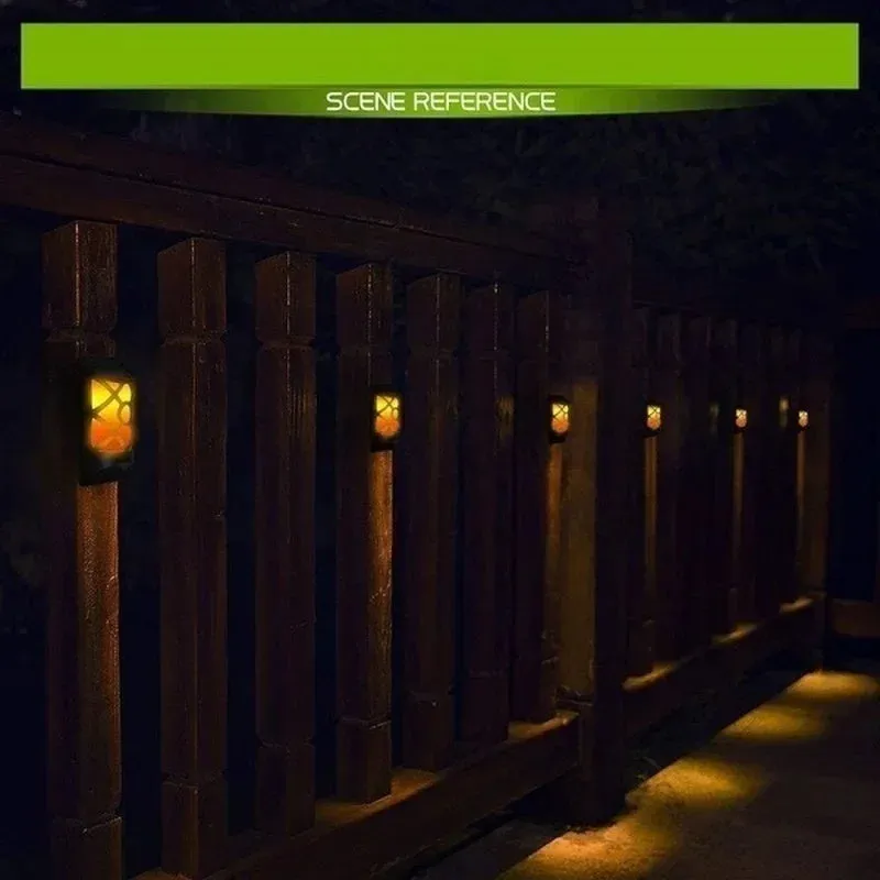 Solar Flame Lights, 96 LED Waterproof Wall Lamps for Outdoor Garden, Yard, and Pathway Decoration