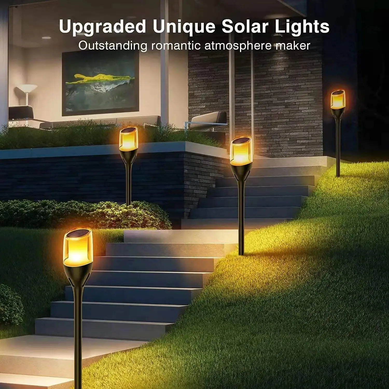 Solar Flickering Flame Lights – Waterproof LED Torch for Garden & Pathway Decor