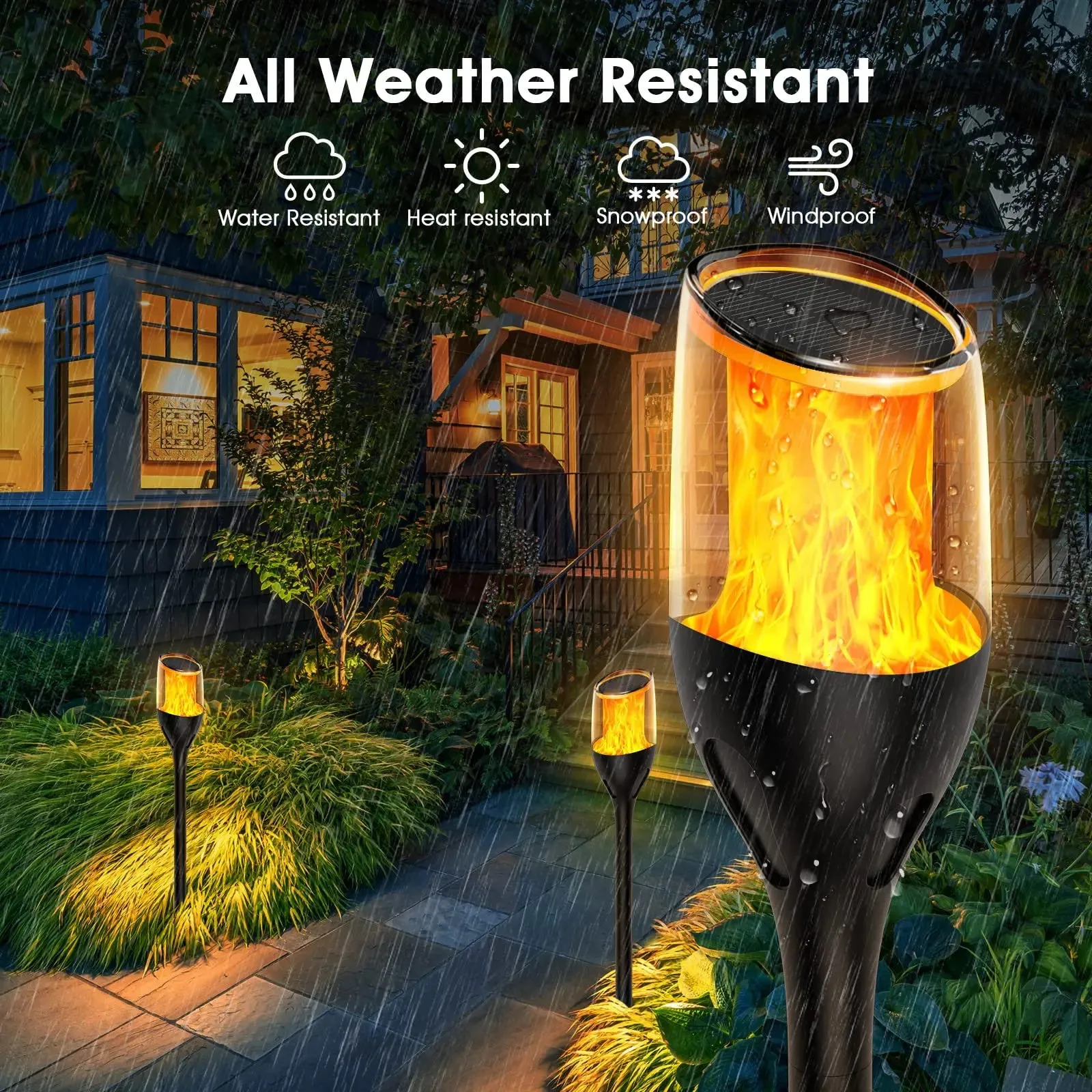 Solar Flickering Flame Lights – Waterproof LED Torch for Garden & Pathway Decor