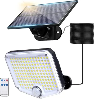 Solar Flood Lights Outdoor Waterproof IP65, 153 High Brightness LED 9000K, 3 Lighting Modes, Solar Motion Lights Outdoor Waterproof with Remote, Solar Lights Outdoor for Yard, Patio, Garage
