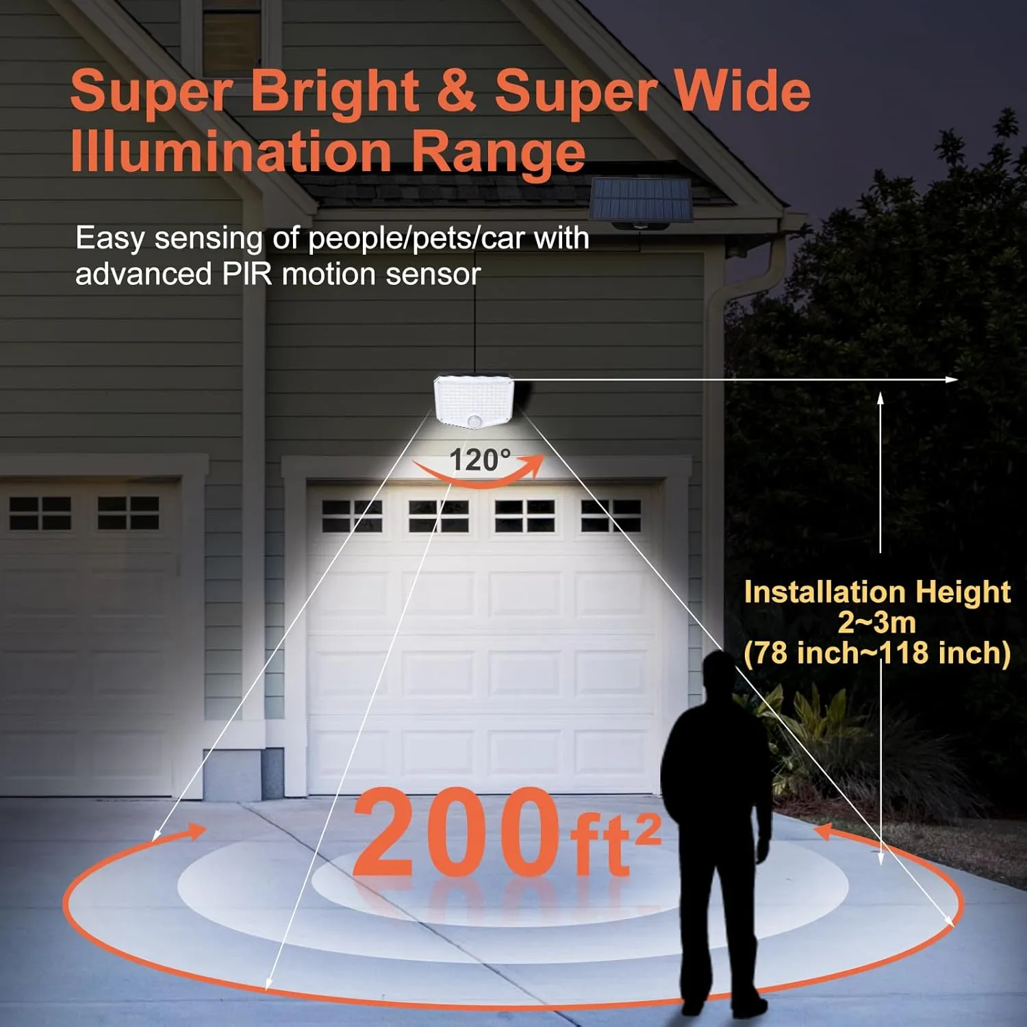 Solar Flood Lights Outdoor Waterproof IP65, 153 High Brightness LED 9000K, 3 Lighting Modes, Solar Motion Lights Outdoor Waterproof with Remote, Solar Lights Outdoor for Yard, Patio, Garage
