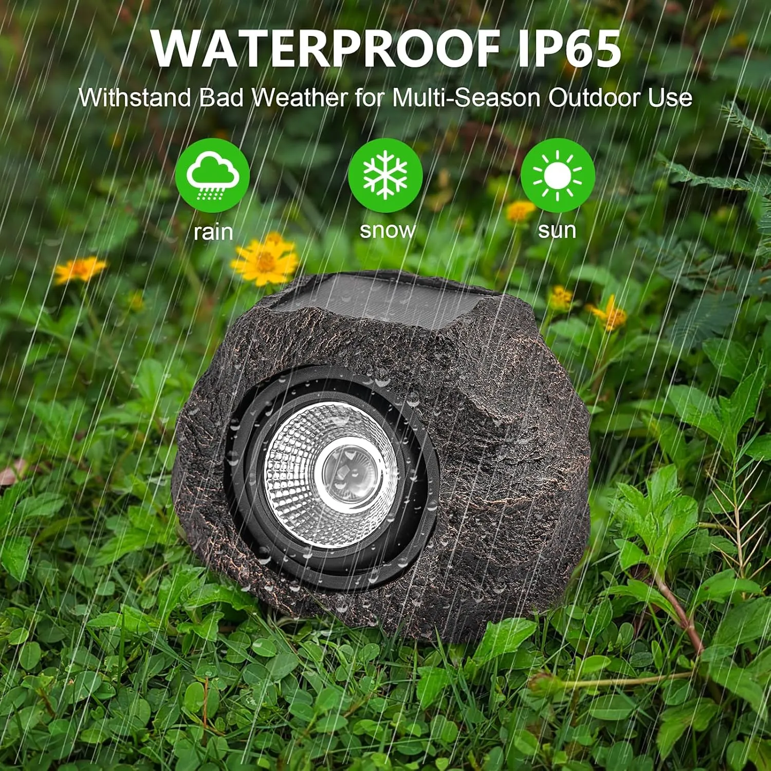 Solar Garden Rock Lights Outdoor - IP65 LED Waterproof Solar Spotlight, Solar Powered Landscape Path Decorative Garden Stone Lights for Pathway, Walkway, Yard, Patio (2 Pack)