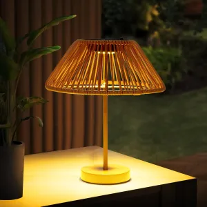Solar Lamp Outdoor Indoor Rattan Table Lights, Brightness Led Outdoor Lights Solar Powered Waterproof, Upgrade Solar Panels Orange Desk Lamp for Outside Patio Garden Yard Bedroom Living Room Tabletop