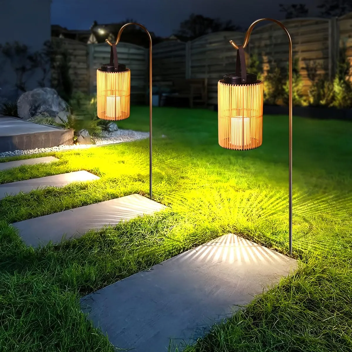 Solar Lanterns for Outdoor Waterproof, ZBLUXBZ Outdoor Table Lamp for Outside Hanging Solar Lights, LED Garden Cordless Lights Perfect for Patio and Pathway Lighting (11-inch Height, Yellow)