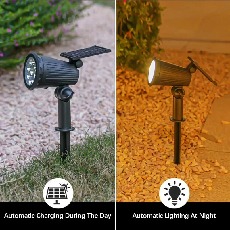 Solar Lawn Lamp 9 LED, Adjustable Outdoor IP65 Waterproof Garden Courtyard Street Spotlight, 1-2pcs