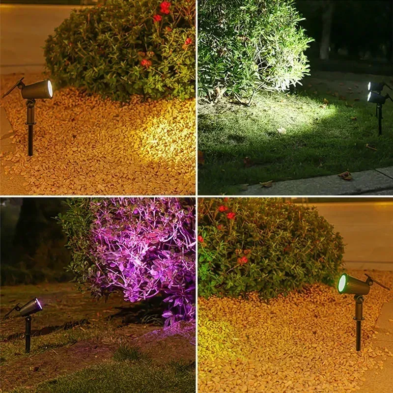 Solar Lawn Lamp 9 LED, Adjustable Outdoor IP65 Waterproof Garden Courtyard Street Spotlight, 1-2pcs