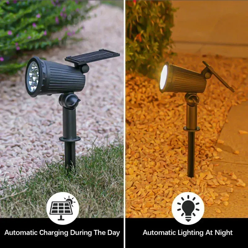 Solar Lawn Lamp 9 LED, Adjustable Outdoor IP65 Waterproof Garden Courtyard Street Spotlight, 1-2pcs