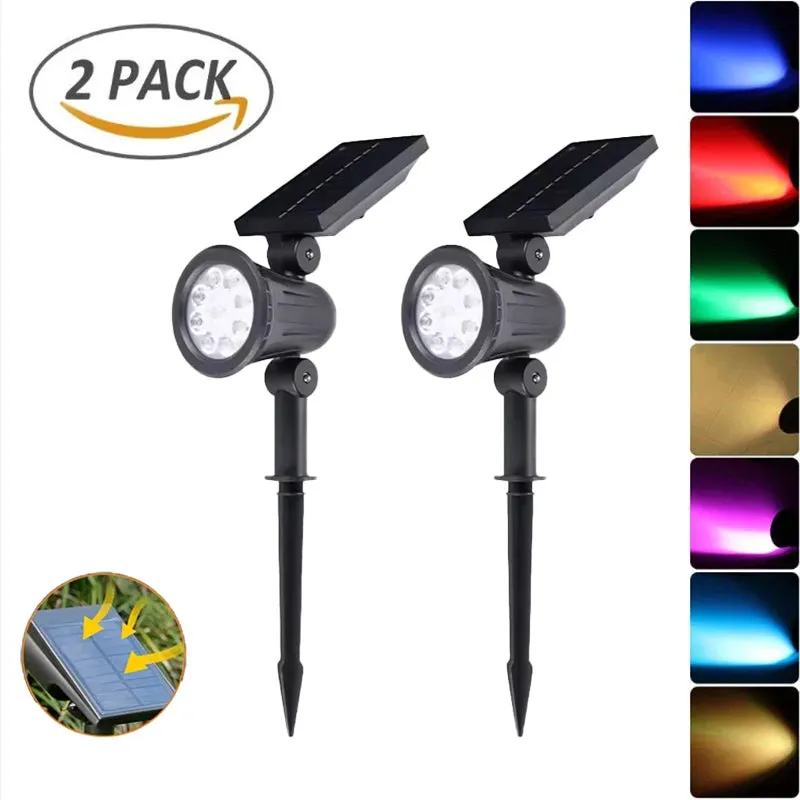 Solar Lawn Lamp 9 LED, Adjustable Outdoor IP65 Waterproof Garden Courtyard Street Spotlight, 1-2pcs