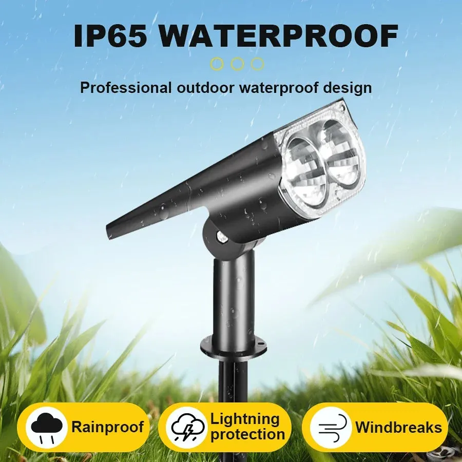 Solar Lawn Lamp 9 LED, Adjustable Outdoor IP65 Waterproof Garden Courtyard Street Spotlight, 1-2pcs