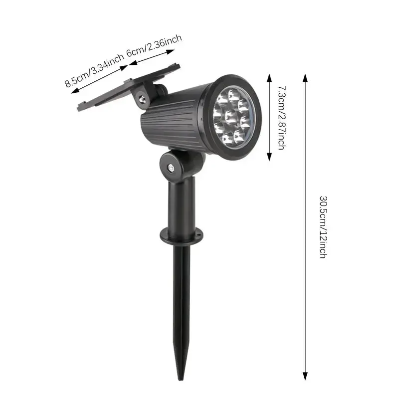 Solar Lawn Lamp 9 LED, Adjustable Outdoor IP65 Waterproof Garden Courtyard Street Spotlight, 1-2pcs