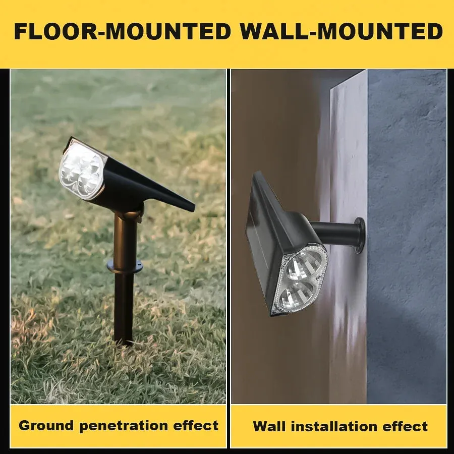 Solar Lawn Lamp 9 LED, Adjustable Outdoor IP65 Waterproof Garden Courtyard Street Spotlight, 1-2pcs