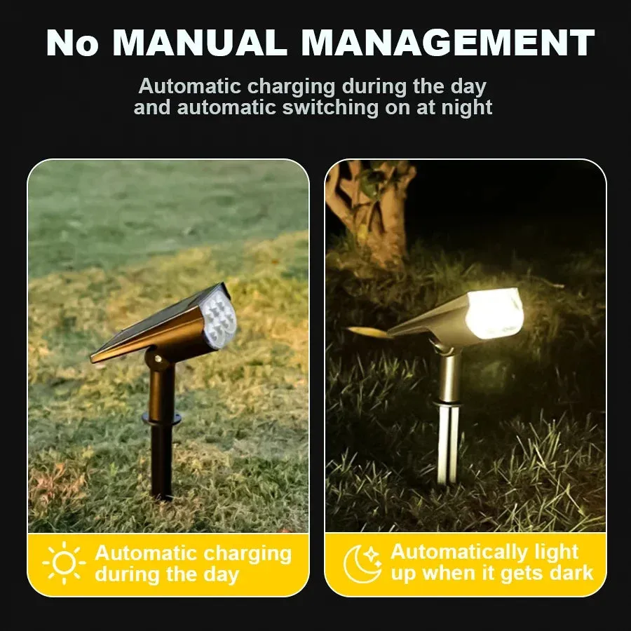 Solar Lawn Lamp 9 LED, Adjustable Outdoor IP65 Waterproof Garden Courtyard Street Spotlight, 1-2pcs