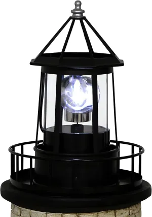 Solar Lighthouse Rotating Light - 360 Degree Light Houses Lamp For Yard, IP65 Waterproof Durable Lighthouse Lamps Towers Statue Lights For Outdoor Garden Pathway Patio (Black -Large - Style B)