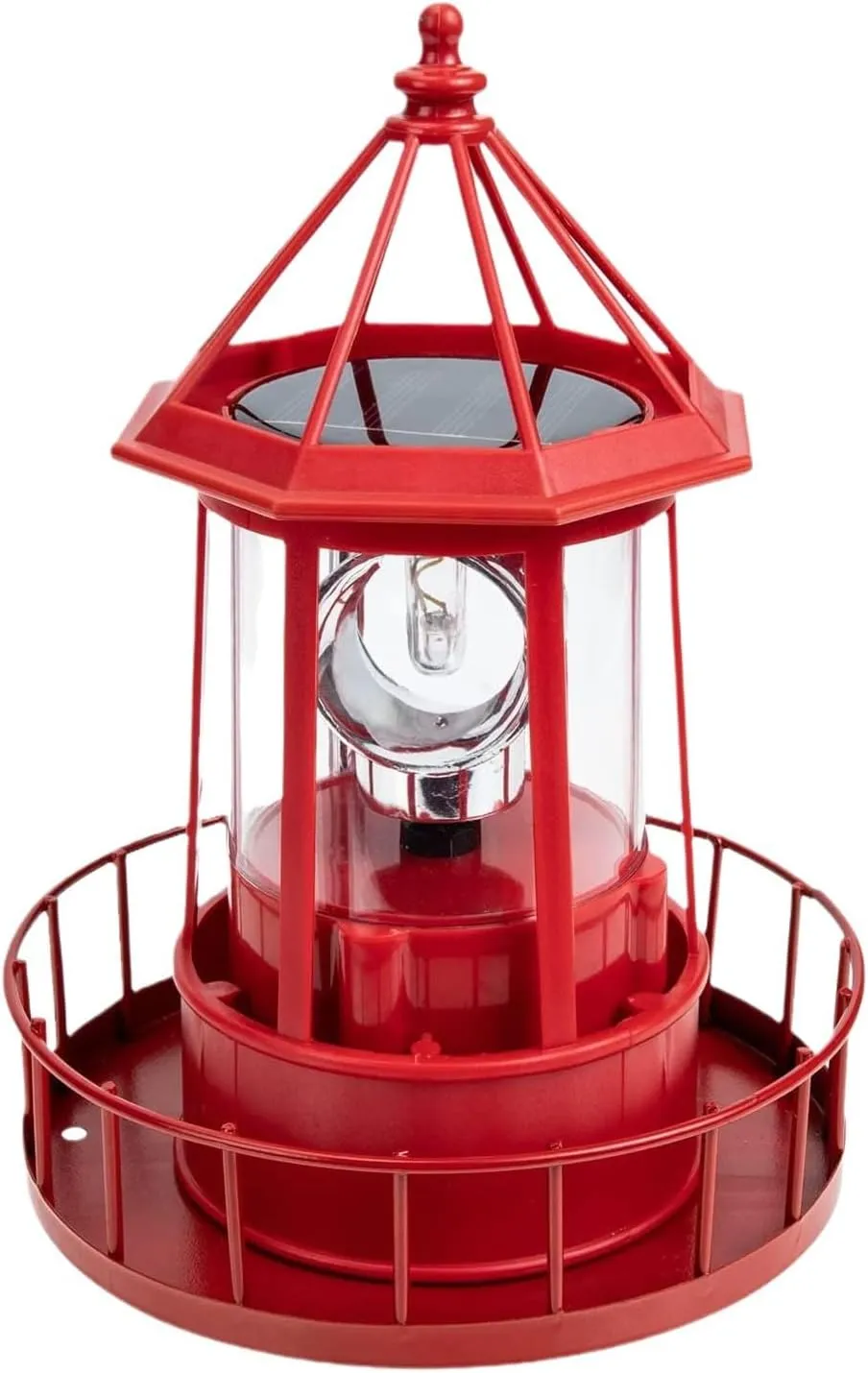 Solar Lighthouse Rotating Light - 360 Degree Light Houses Lamp for Yard, IP65 Waterproof Durable Lighthouse Lamps Towers Statue Lights for Outdoor Garden Pathway Patio (Red)