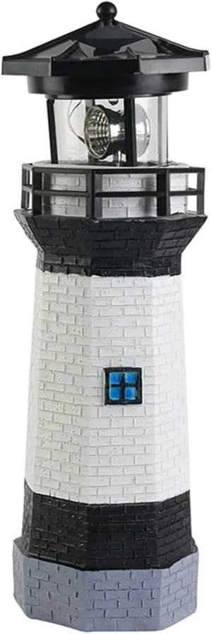 Solar Lights - 360 Rotating Lighthouse Beacon LED Solar Powered Outdoor Waterproof Garden Decor