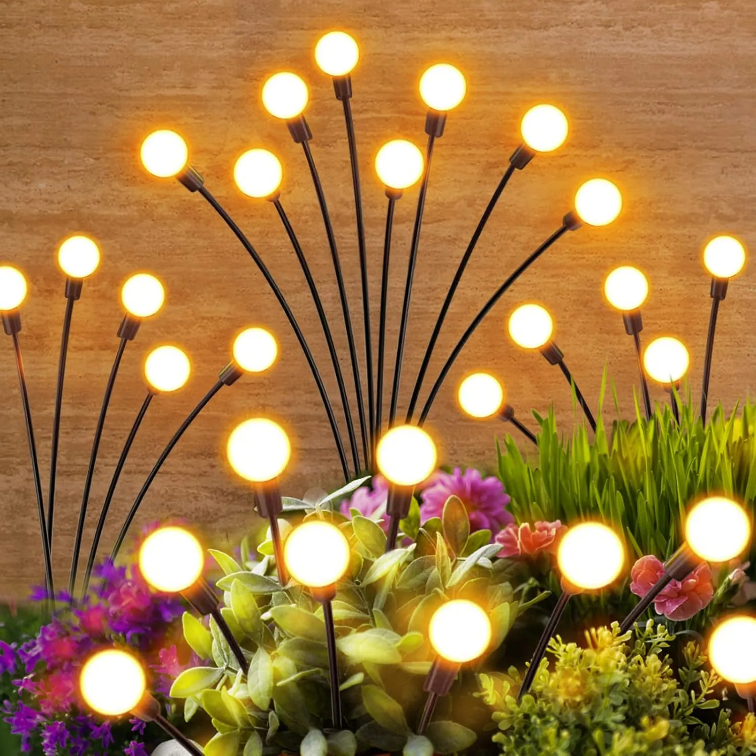 Solar Lights Outdoor Garden Decor: Unique Gardening Gifts for Mom - 4 Pack 32 LED Firefly Solar Powered Lamps - Sway by Wind Outside Waterproof Solar Lights for Yard Pathway Landscape Decorations
