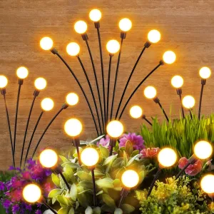 Solar Lights Outdoor Garden Decor: Unique Gardening Gifts for Mom - 4 Pack 32 LED Firefly Solar Powered Lamps - Sway by Wind Outside Waterproof Solar Lights for Yard Pathway Landscape Decorations
