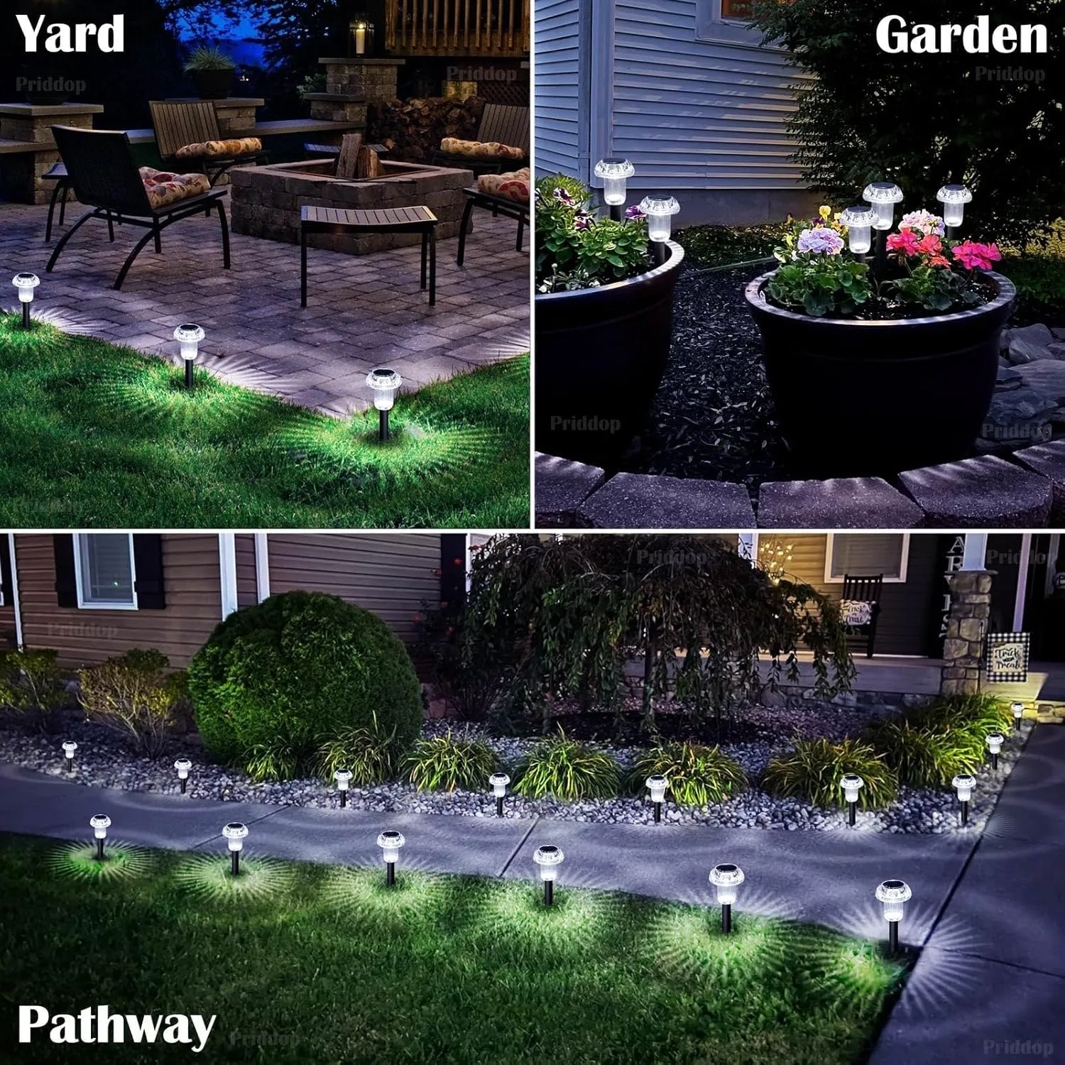 Solar Lights Outdoor Pathway Lights 8 Pack LED Waterproof Cold White Mushroom Shape for Garden Driveway Walkway Landscape Path Lawn Yard Decor