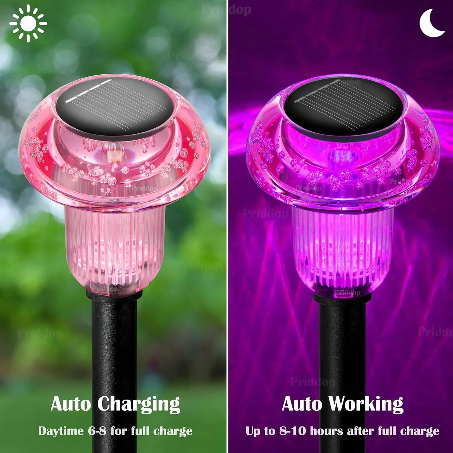 Solar Lights Outdoor Pathway Lights 8 Pack LED Waterproof Pink Purple Mushroom Shape for Garden Driveway Walkway Landscape Path Lawn Yard Decor