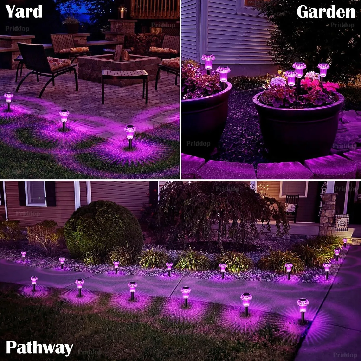 Solar Lights Outdoor Pathway Lights 8 Pack LED Waterproof Pink Purple Mushroom Shape for Garden Driveway Walkway Landscape Path Lawn Yard Decor