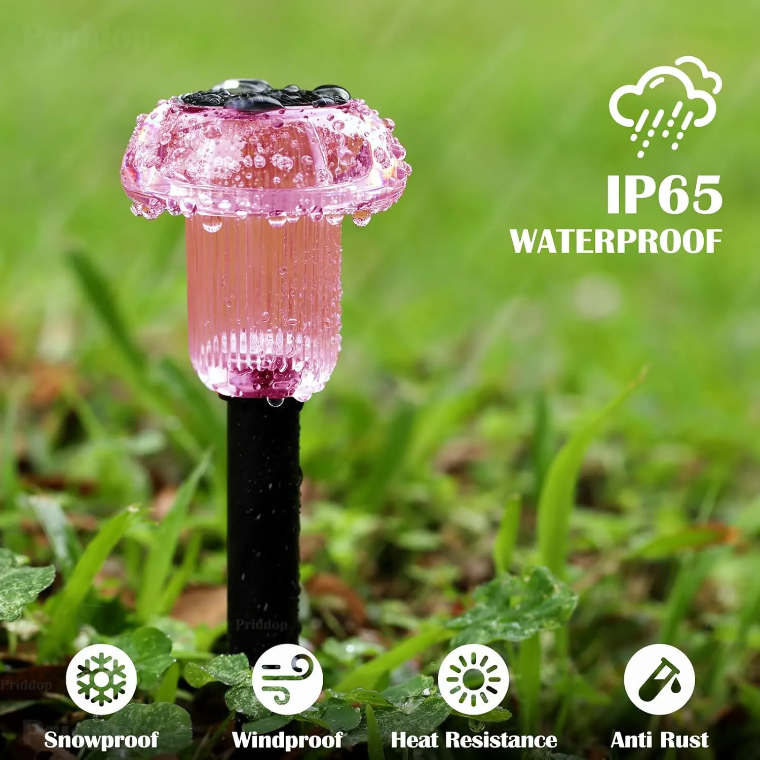 Solar Lights Outdoor Pathway Lights 8 Pack LED Waterproof Pink Purple Mushroom Shape for Garden Driveway Walkway Landscape Path Lawn Yard Decor