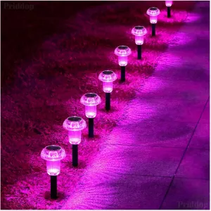 Solar Lights Outdoor Pathway Lights 8 Pack LED Waterproof Pink Purple Mushroom Shape for Garden Driveway Walkway Landscape Path Lawn Yard Decor