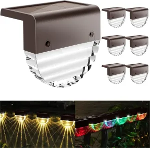 Solar Lights Outdoor, Solar Deck Lights, 6 Pack Solar Fence Step Lights Outdoor Waterproof LED for Outside Patio Stairs Yard Garden Backyard Decor, 10 Lumens,Warm White/Color Changing Lighting
