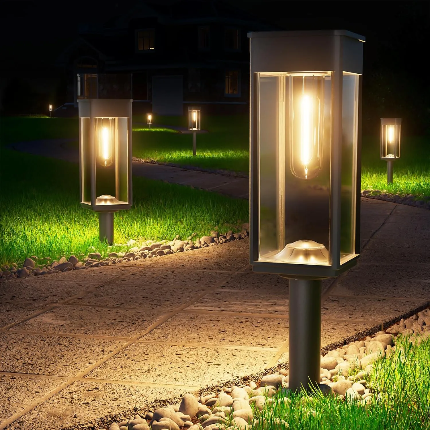 Solar Lights Outdoor Waterproof, 8 Pack Bright Solar Pathway Lights, Auto On/Off Outdoor Light for Yard Landscape Patio Lawn Path Walkway Driveway