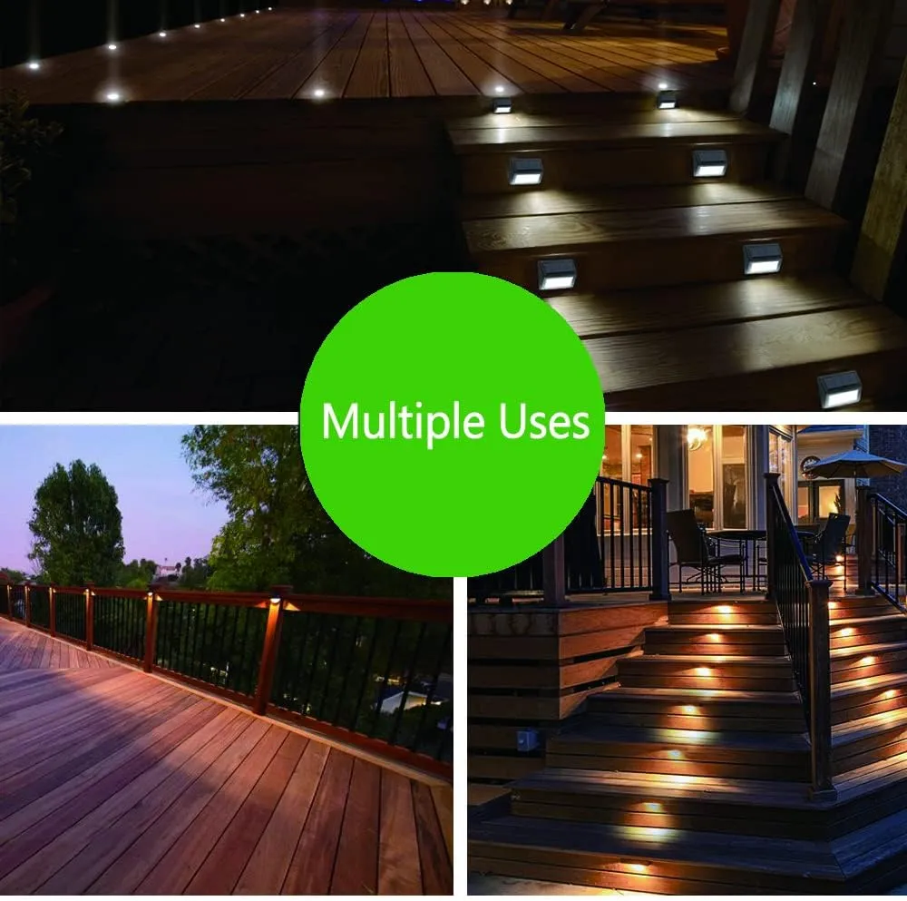 Solar Lights Outdoor, Waterproof Solar Powered Deck Step Lights for Patio Garden Backyard Garage Driveway Pathway Outside Wall Lighting (Cool White/4 Pack)