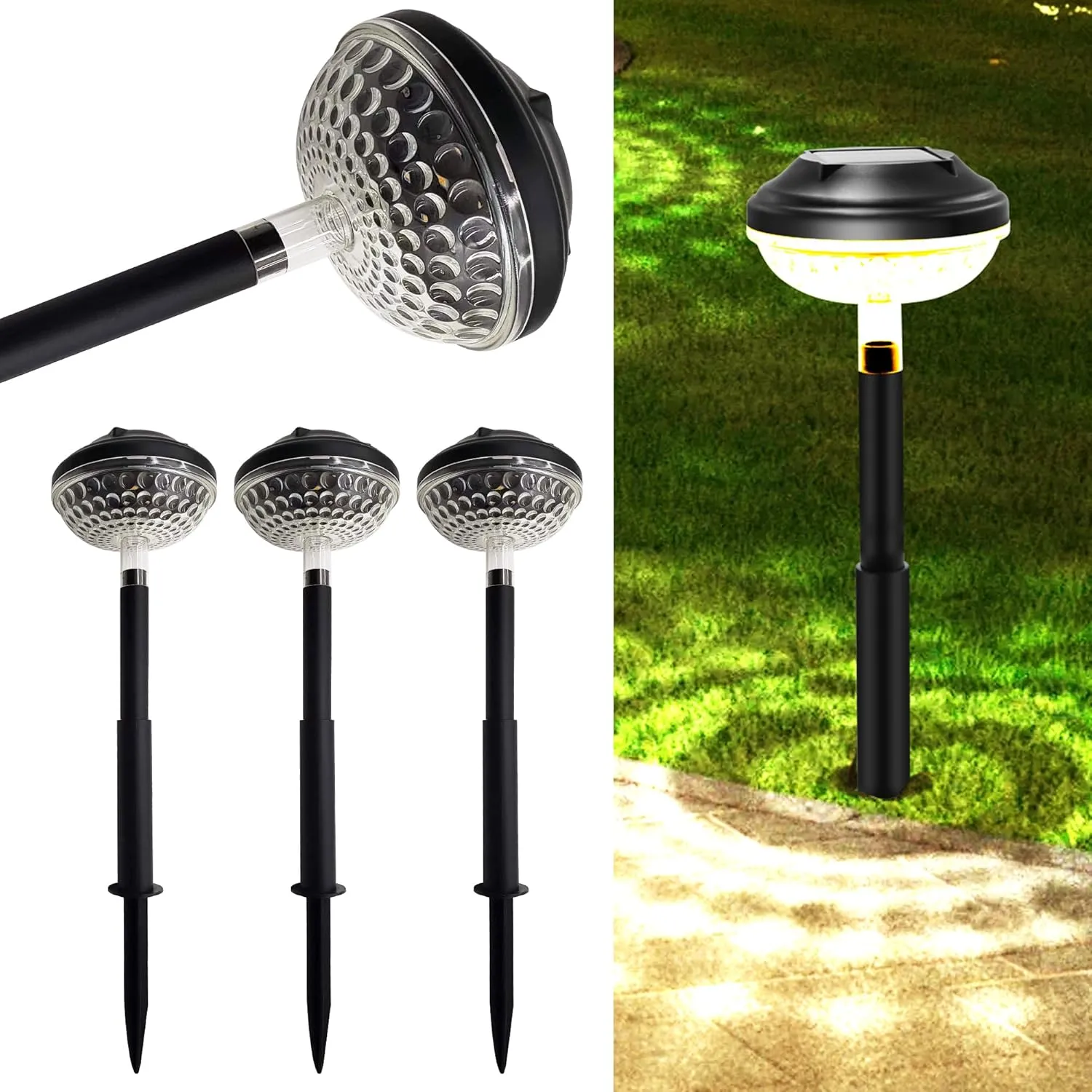 Solar Pathway Lights 4 Pack, Solar Outdoor Waterproof Powered Pathway Lights for Landscape for Patio, Garden, Yard, Pathways, Walkways and Driveways (Warm)