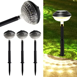 Solar Pathway Lights 4 Pack, Solar Outdoor Waterproof Powered Pathway Lights for Landscape for Patio, Garden, Yard, Pathways, Walkways and Driveways (Warm)