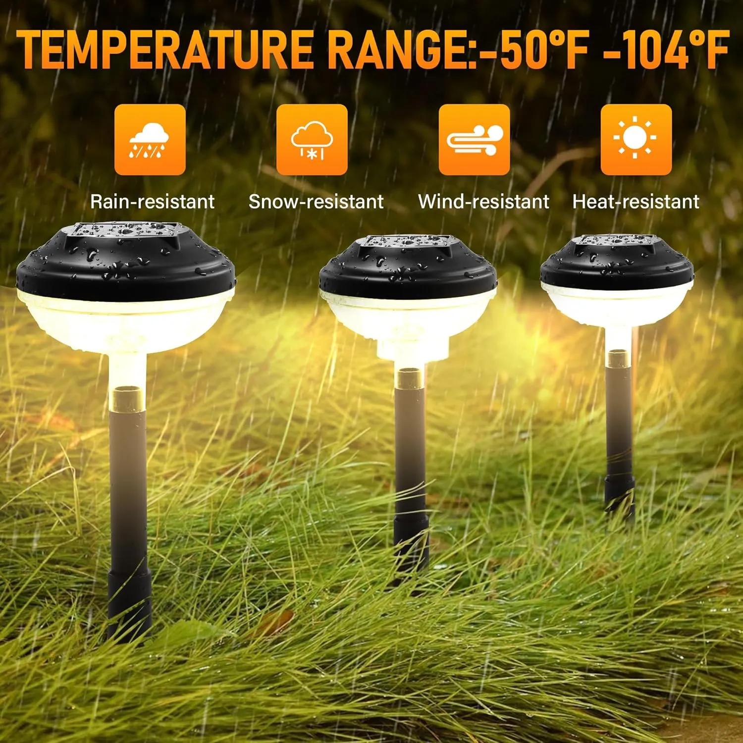 Solar Pathway Lights 4 Pack, Solar Outdoor Waterproof Powered Pathway Lights for Landscape for Patio, Garden, Yard, Pathways, Walkways and Driveways (Warm)