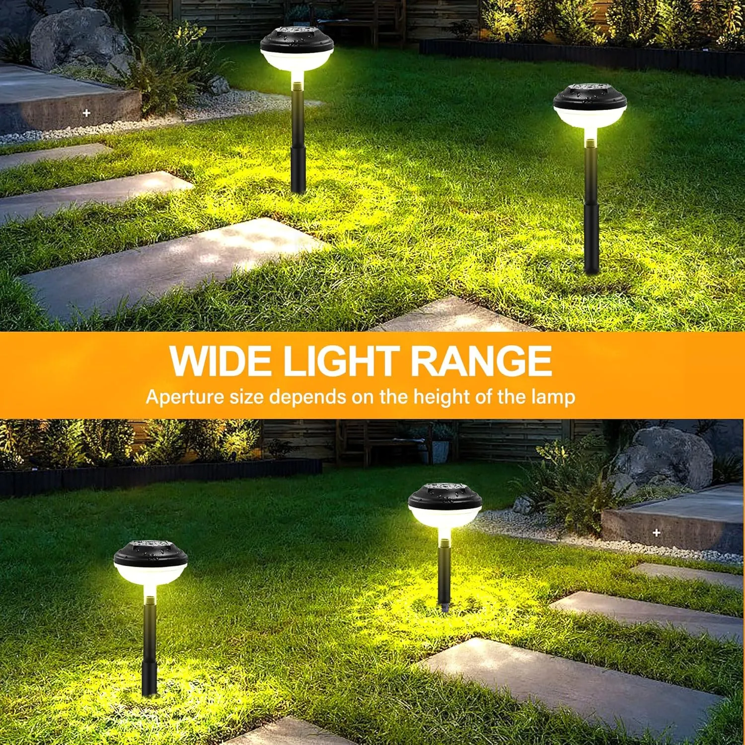 Solar Pathway Lights 4 Pack, Solar Outdoor Waterproof Powered Pathway Lights for Landscape for Patio, Garden, Yard, Pathways, Walkways and Driveways (Warm)