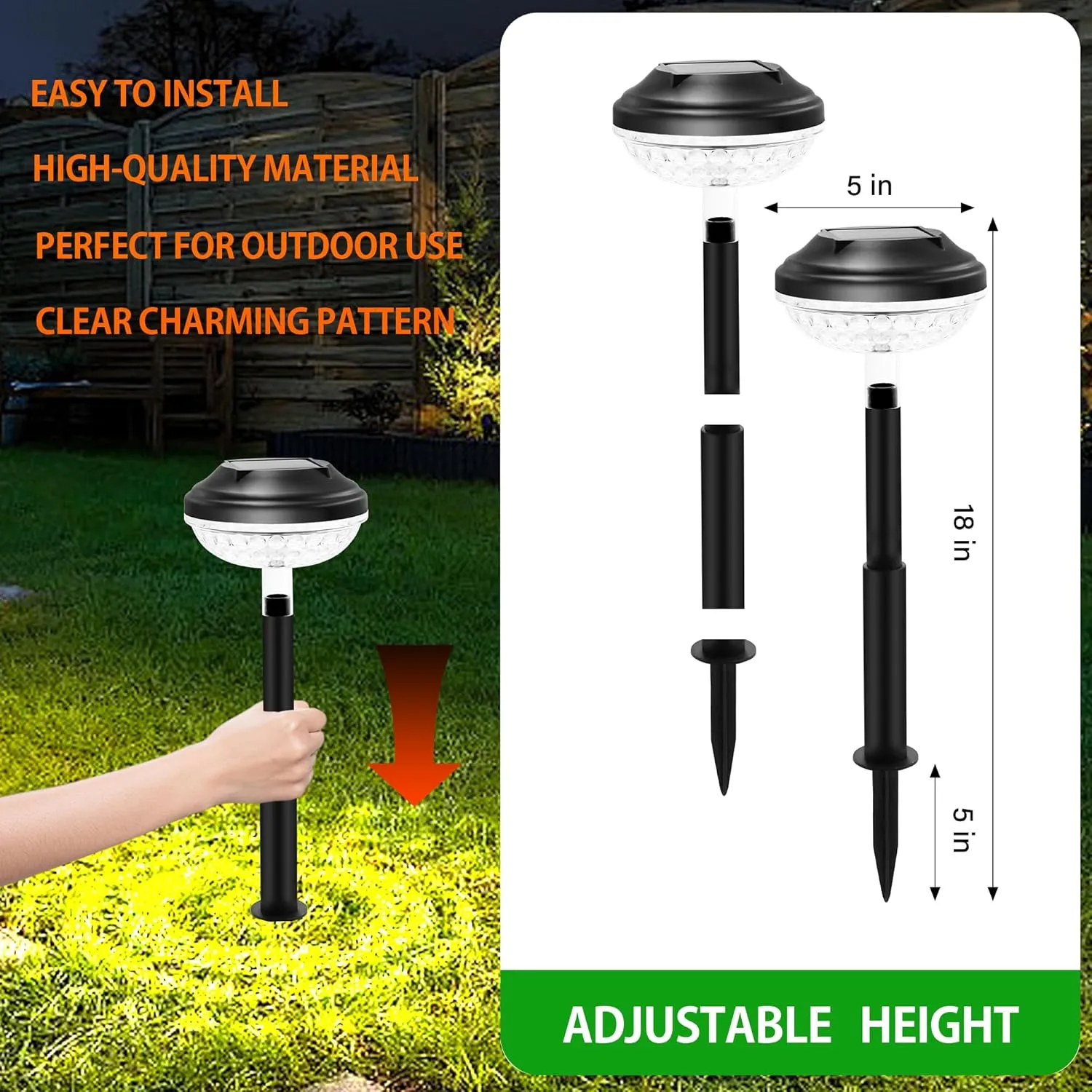 Solar Pathway Lights 4 Pack, Solar Outdoor Waterproof Powered Pathway Lights for Landscape for Patio, Garden, Yard, Pathways, Walkways and Driveways (Warm)