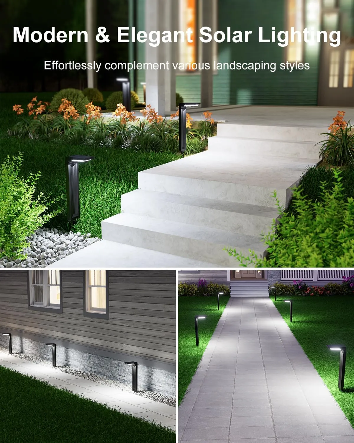 Solar Pathway Lights Outdoor 30 LED Solars Powered Lamp Dusk to Dawn Waterproof for Garden Lighting Outside, Patio, Path, Yard, Walkway, Driveway (Cool White, 6 Pack)