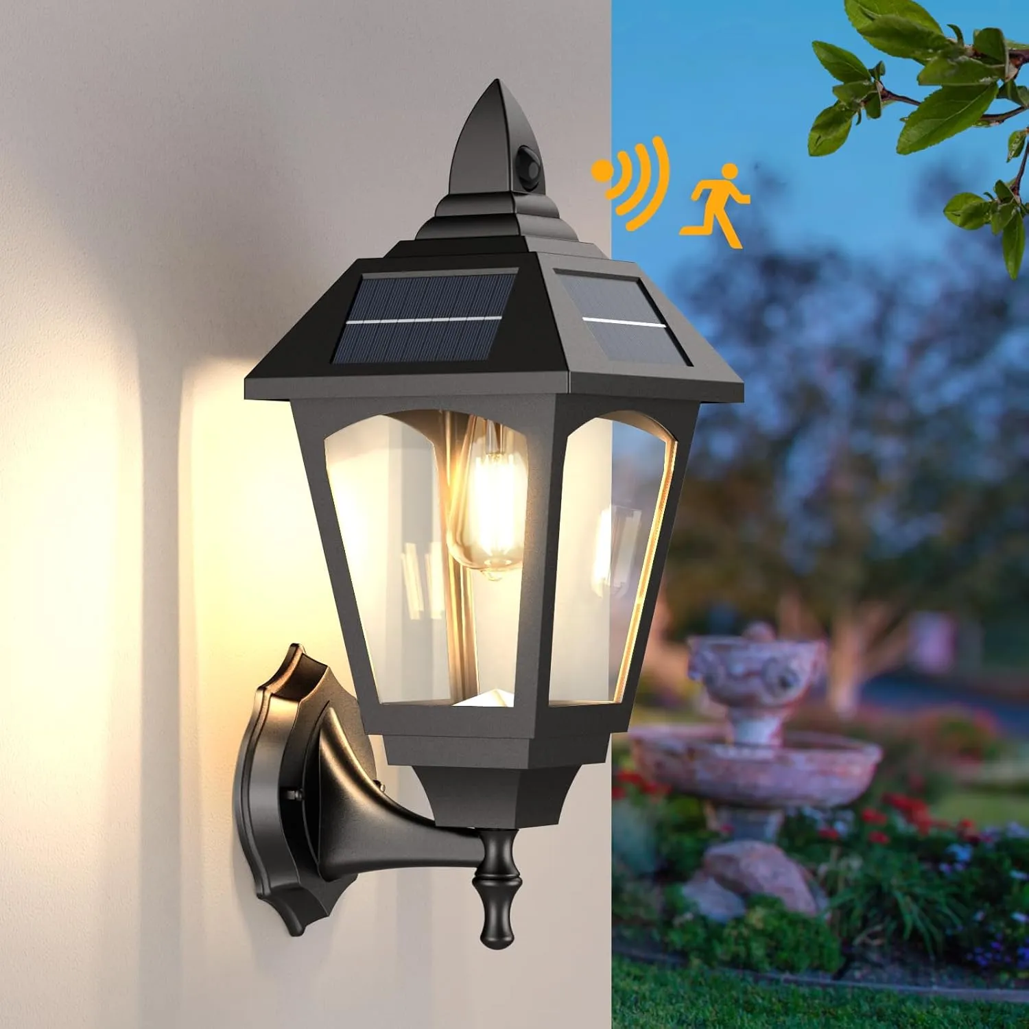 Solar Porch Lights Outdoor, 500 Lumens Solar Motion Sensor Lights, Aluminum Outside Exterior Lighting Fixture for Front Porch Garage Wall